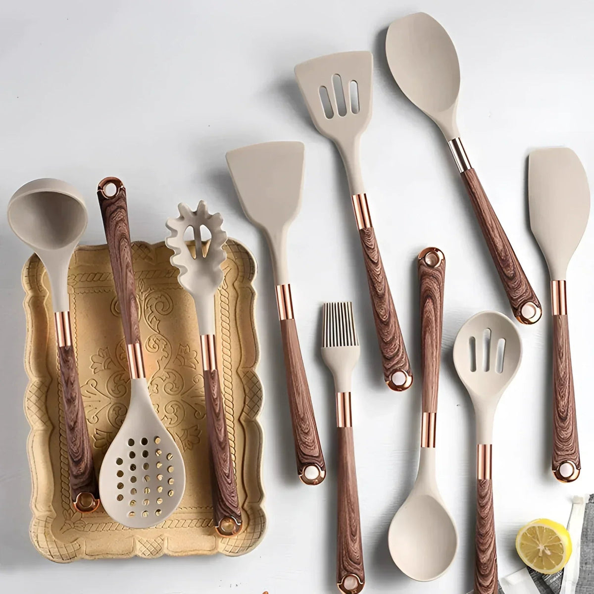 Avtoit | Stainless Steel Kitchen Utensil Set with Non-Slip Handles for Cooking & Baking - 10-Piece Cooking Tools