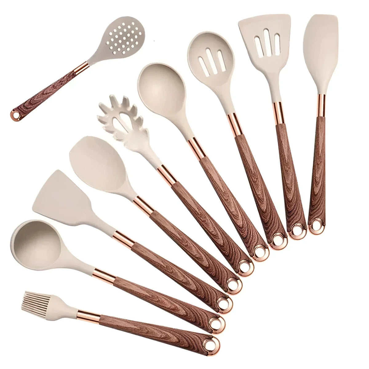 Avtoit | Stainless Steel Kitchen Utensil Set with Non-Slip Handles for Cooking & Baking - 10-Piece Cooking Tools
