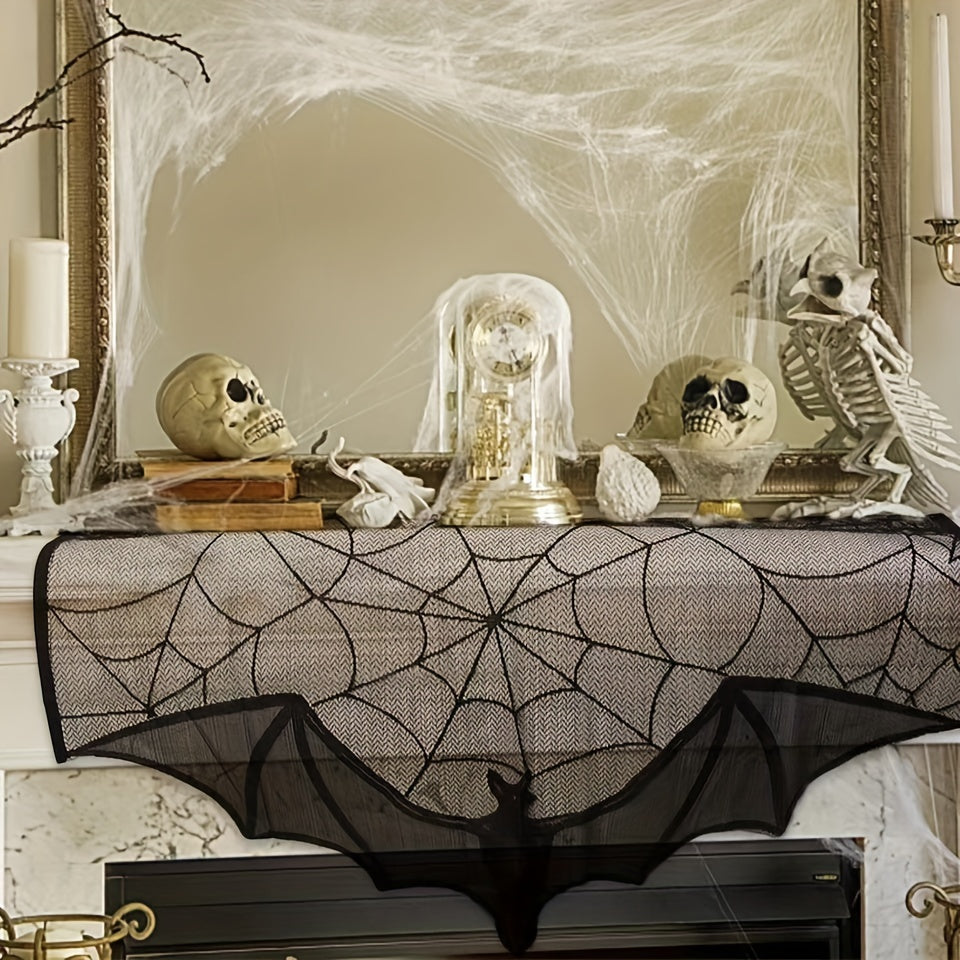 Avtoit | Black Lace Table Runner – Halloween Decoration for Spooky Tables
