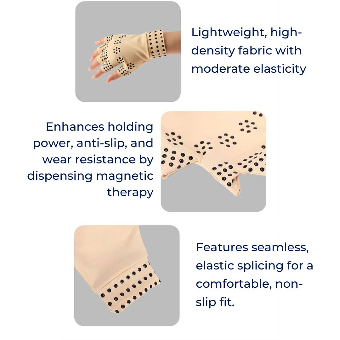 Avtoit | Fingerless Gloves for Arthritis & Pain Relief - Magnetic Compression for Improved Circulation and Reduced Swelling