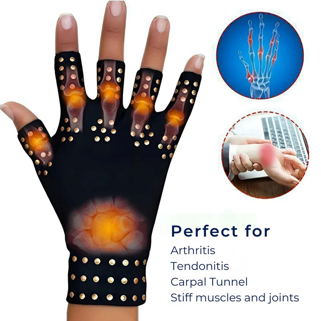 Avtoit | Fingerless Gloves for Arthritis & Pain Relief - Magnetic Compression for Improved Circulation and Reduced Swelling