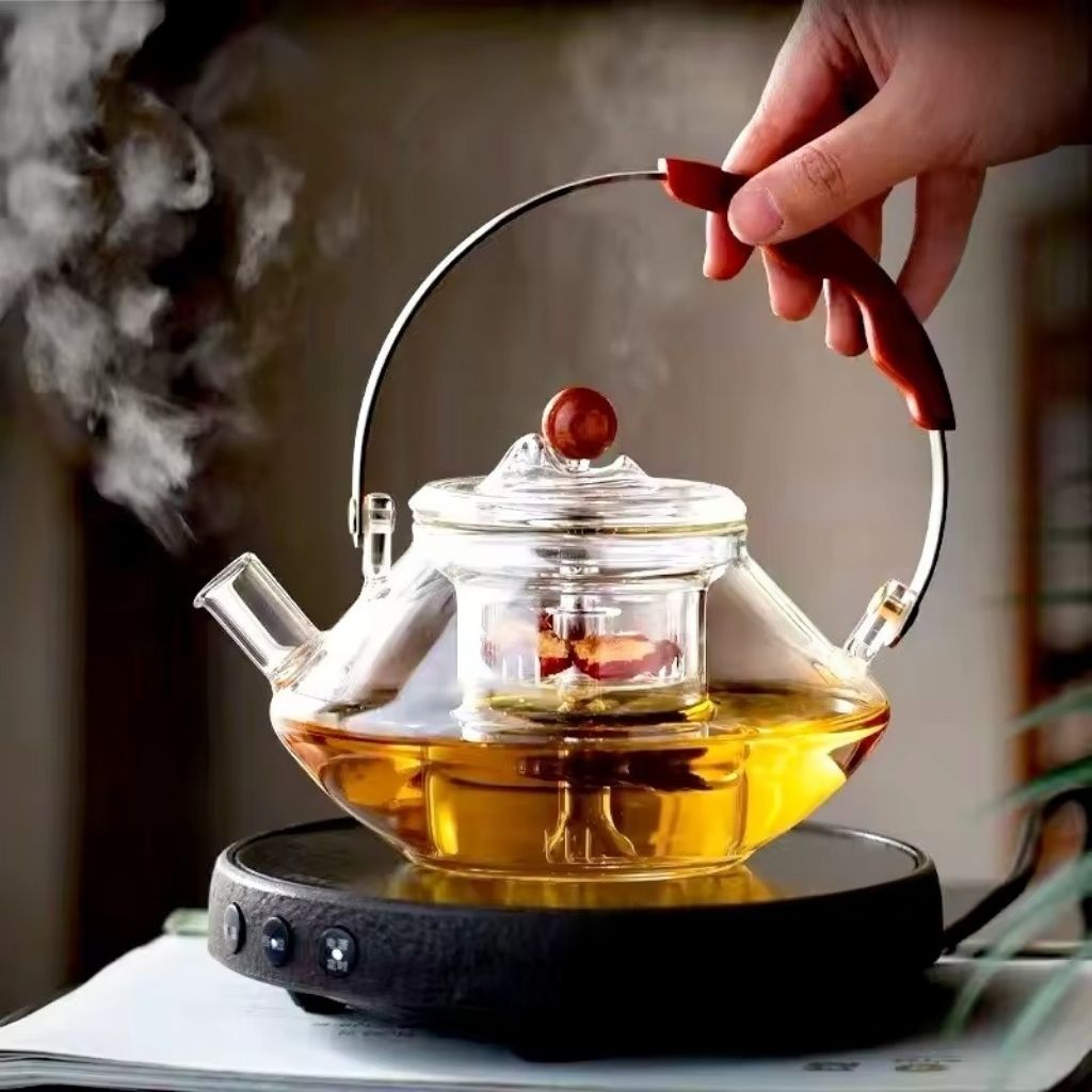 Avtoit | Thesora – Premium Glass Brew Teapot with Removable Infuser & Wooden Handle (750ml)