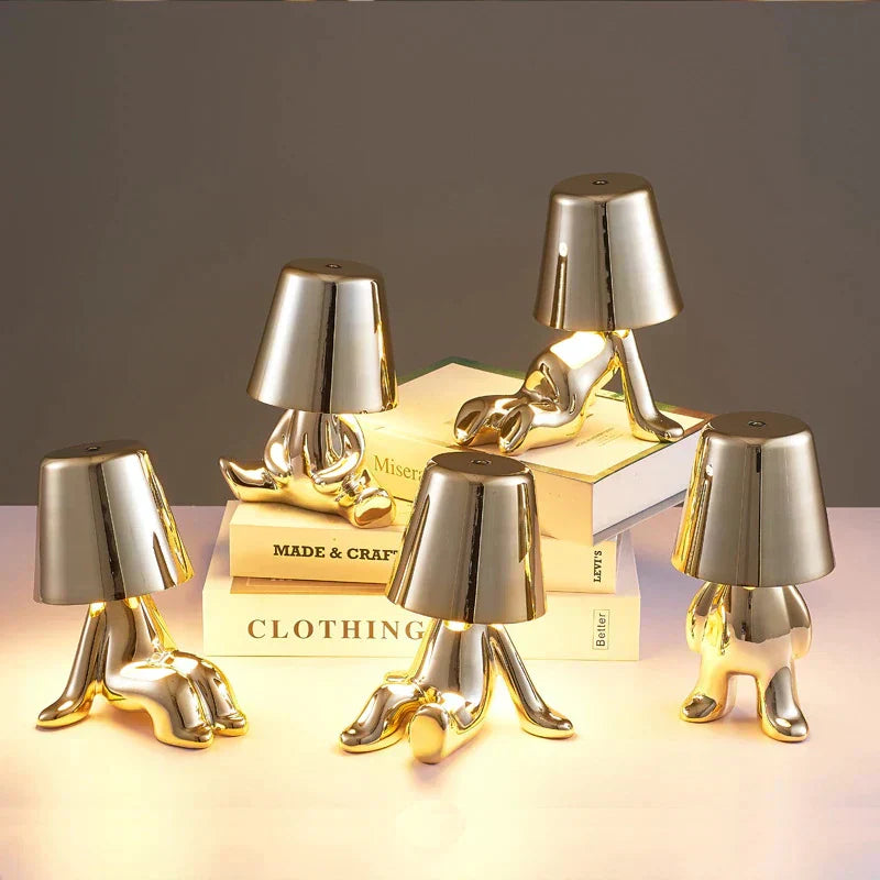 Avtoit | Golden Man LED Thinking Table Lamp – Playful Nightstand Lamp for Bedroom & Decor