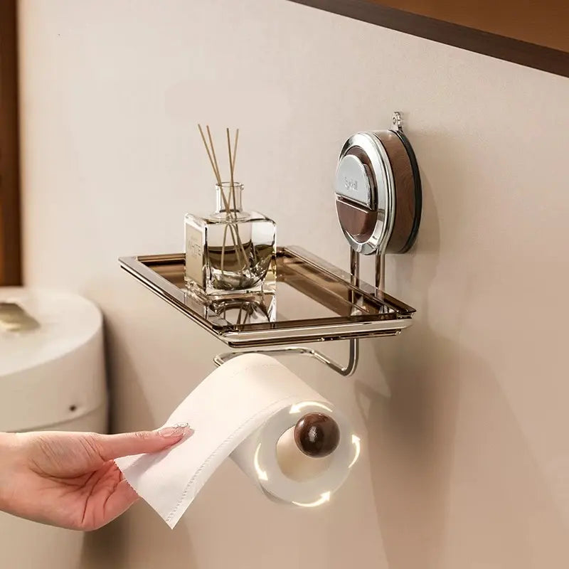 Avtoit | Stainless Steel Toilet Paper Holder with Suction Mechanism – No Drilling