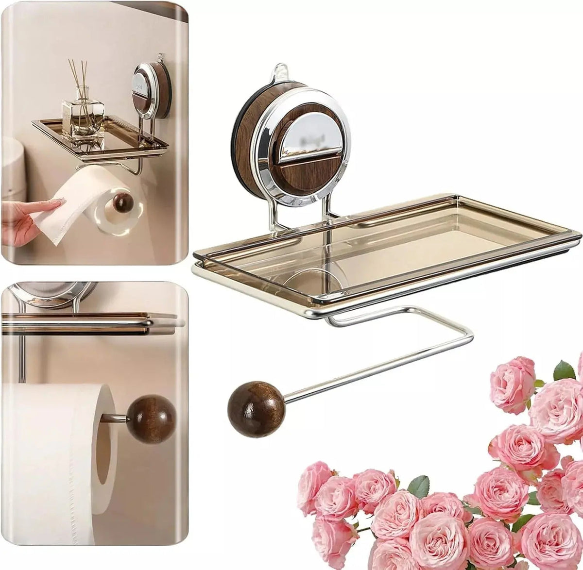 Avtoit | Stainless Steel Toilet Paper Holder with Suction Mechanism – No Drilling
