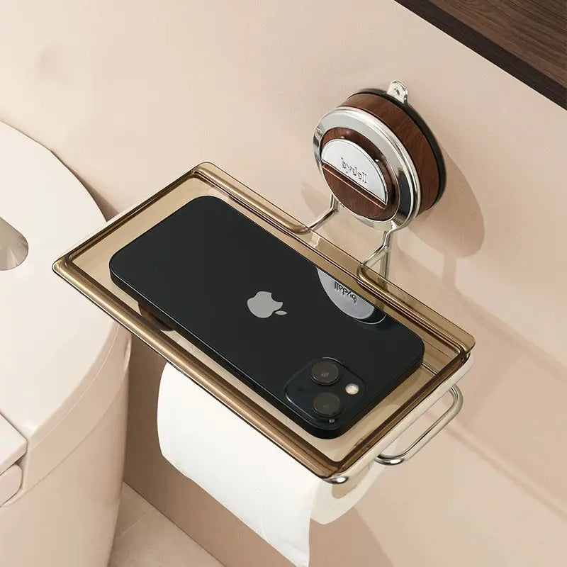 Avtoit | Stainless Steel Toilet Paper Holder with Suction Mechanism – No Drilling