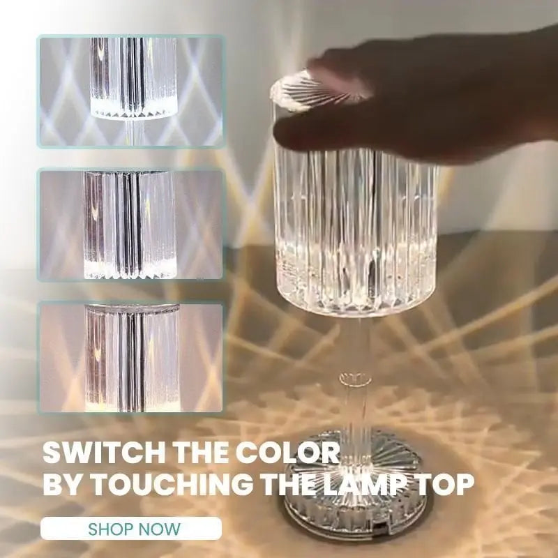 Avtoit | Touch crystal lamp - 3-level dimmable light colors with elegant diamond cut!