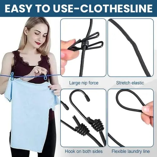 Avtoit | Portable Clothesline with Clips – Ideal for Travel, Camping & Balcony