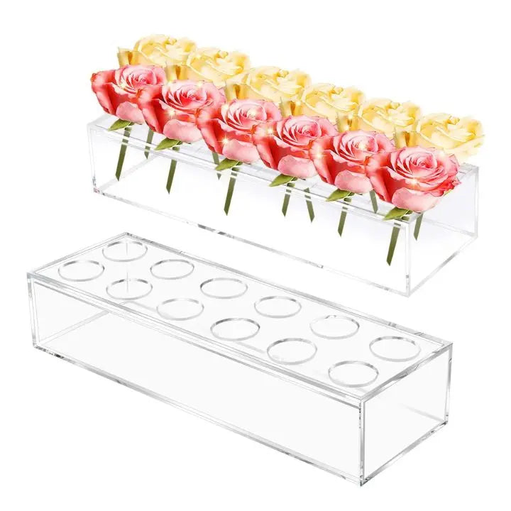 Avtoit | Transparent Acrylic Flower Vase – 16-Hole Design