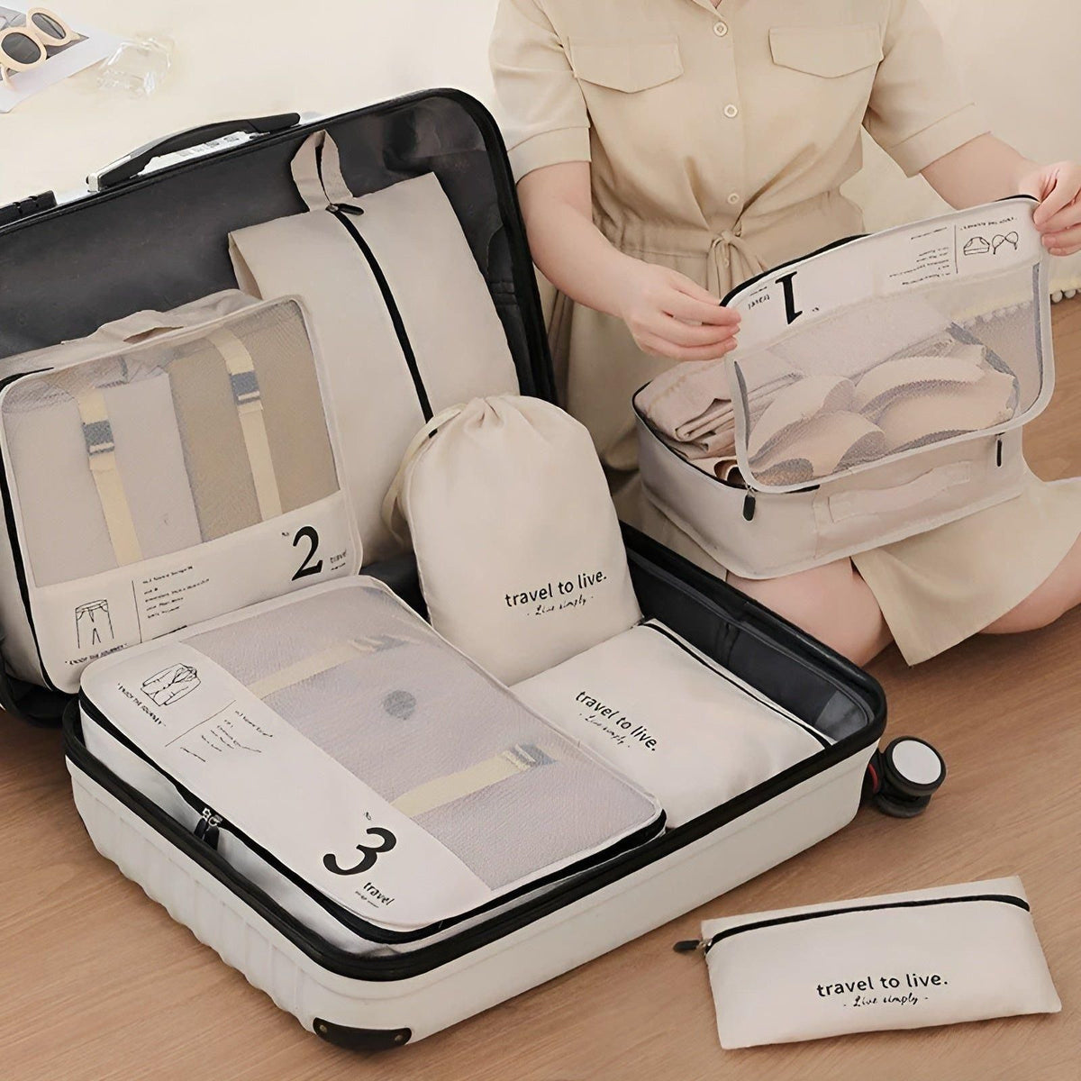 Avtoit | 7-Piece Travel Packing Cube Set – Lightweight Compression Travel Organiser Bags for Suitcase & Luggage