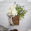 Avtoit | Door hanger with cream hydrangeas – rattan basket wreath with artificial flowers