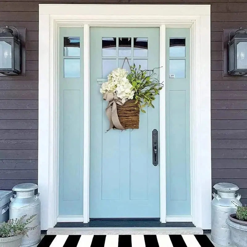 Avtoit | Door hanger with cream hydrangeas – rattan basket wreath with artificial flowers