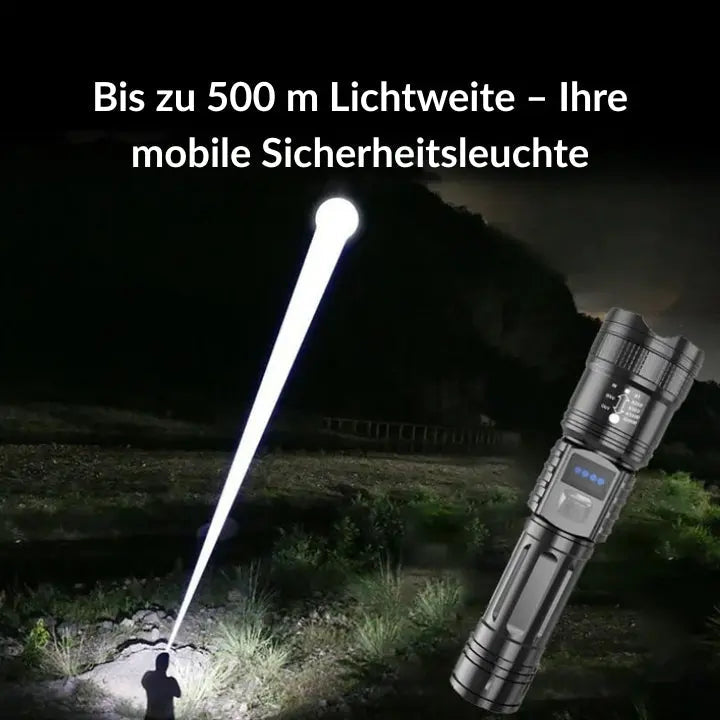LED Flashlight with Zoom and Water-Resistant, Impact-Resistant Housing