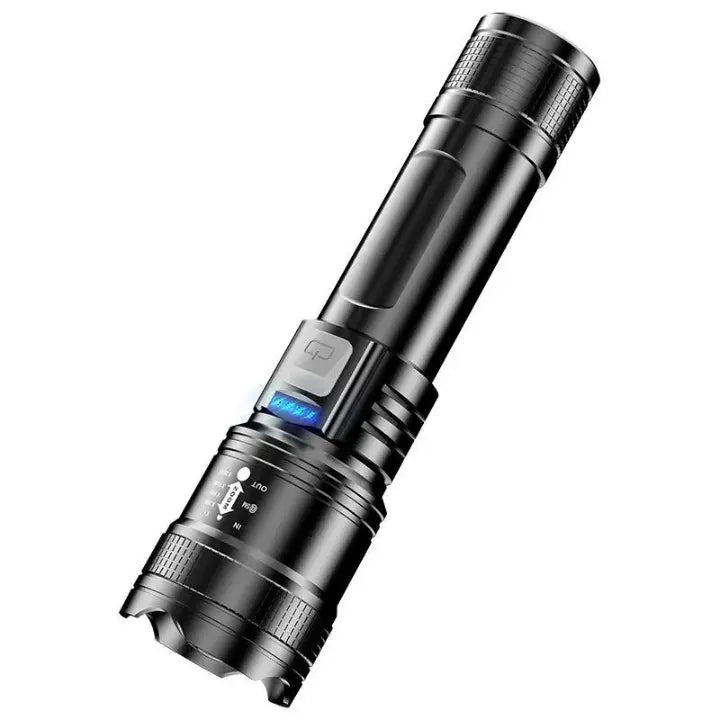 LED Flashlight with Zoom and Water-Resistant, Impact-Resistant Housing