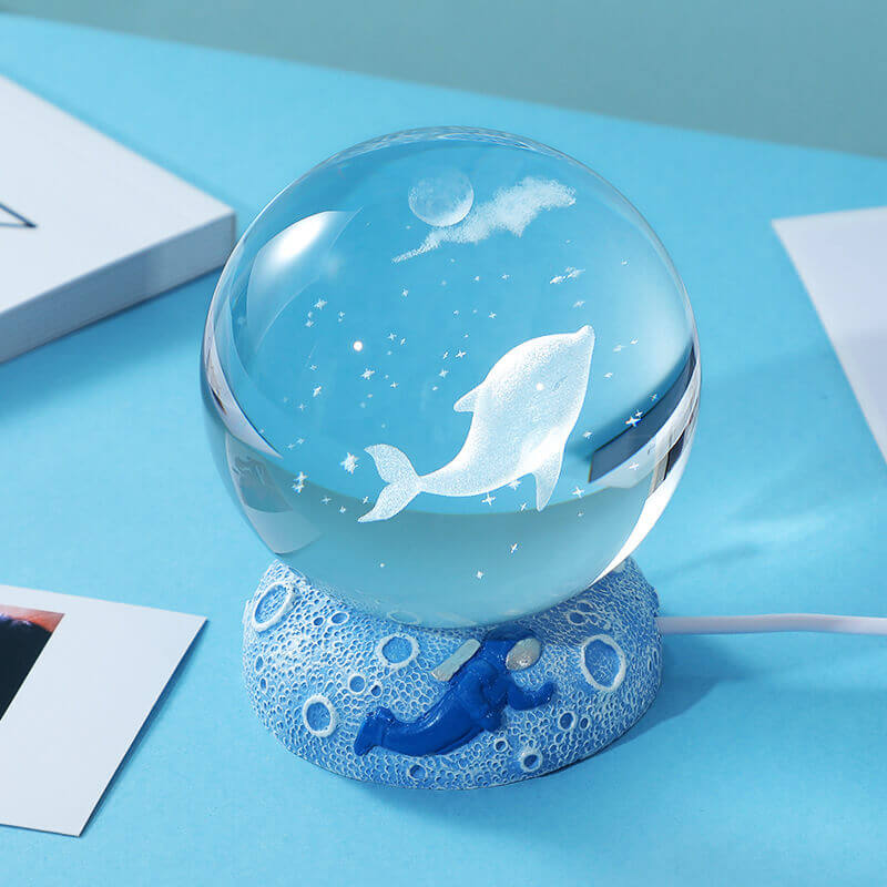 Avtoit | AquaGlobe Crystal Ball Night Light | Underwater World LED Lamp | Mood Light & Decor for Home