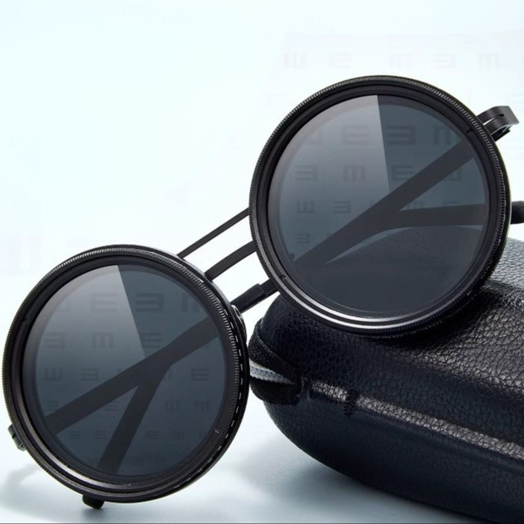 Avtoit | Unisex Round Polarised Sunglasses – Adjustable Light Reduction – Premium Metal Frame