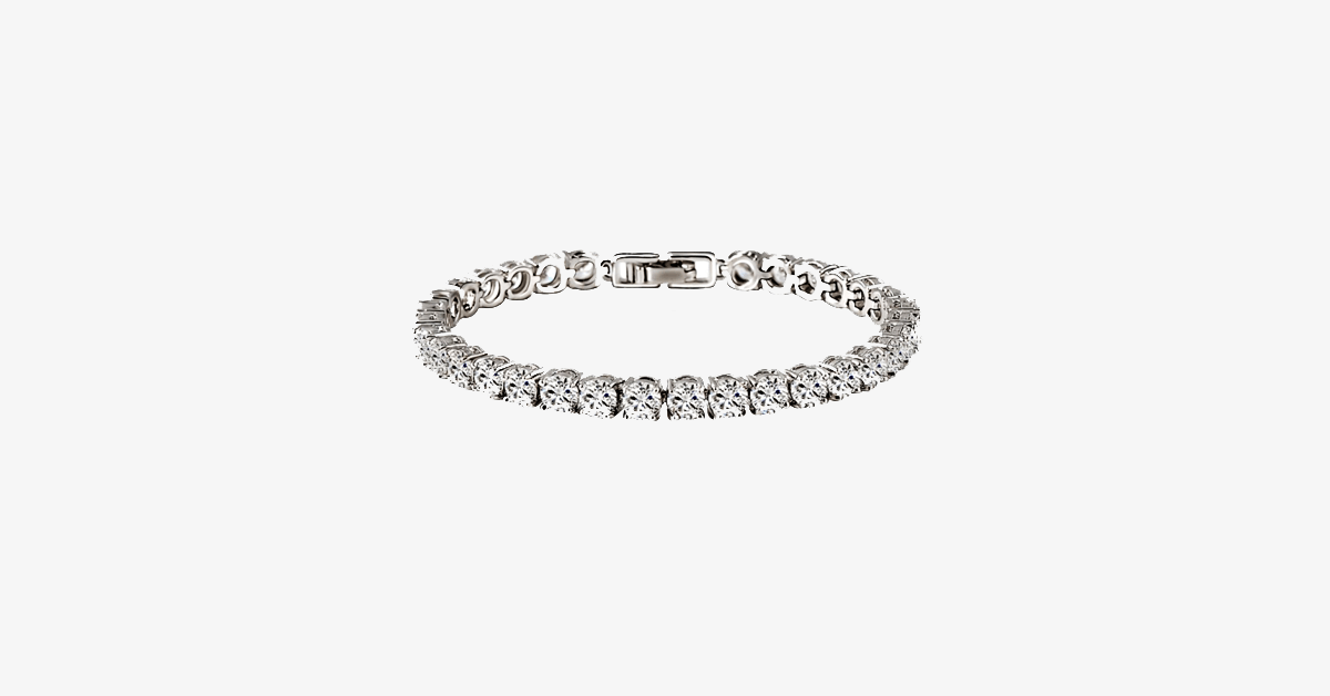 Avtoit | Diamond Eternity Bracelet in Silver Color - Round Cut Diamond Zircon Stones - Let You Look Stunning