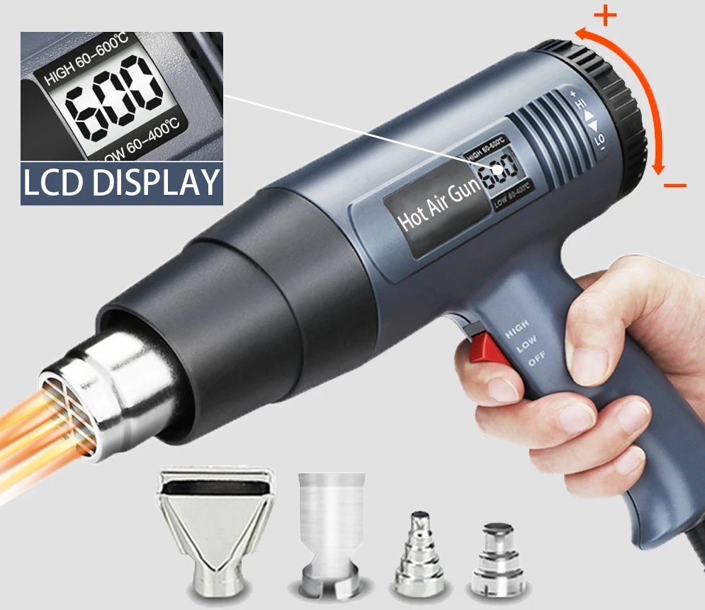Avtoit | 2000W Industrial Electric Heat Gun with Digital LCD Display Adjustable Temp – ProTherm