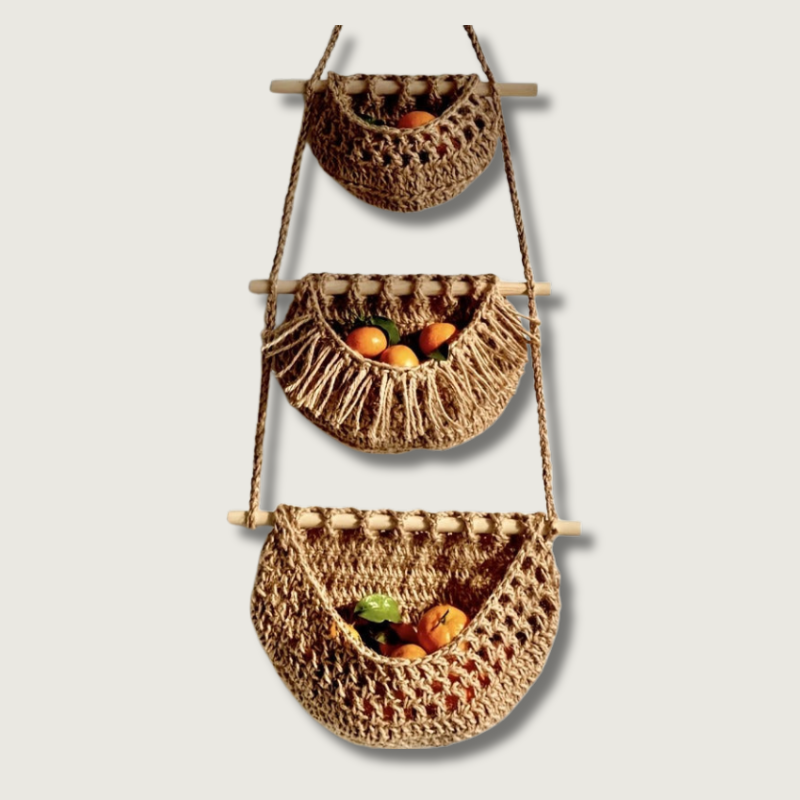 Avtoit | BohoHaven - Woven Wall Basket with 6 Hooks