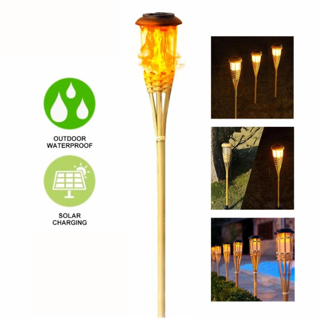 Avtoit | Solar Torch 5-Piece Set | Flame Effect LED Garden Lights | Solar Powered | Decorative Light for Outdoors