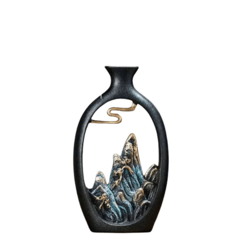 Avtoit | TranquilPeak – Artistic Ceramic Mountain Landscape Vase | Elegant Black Interior Decor
