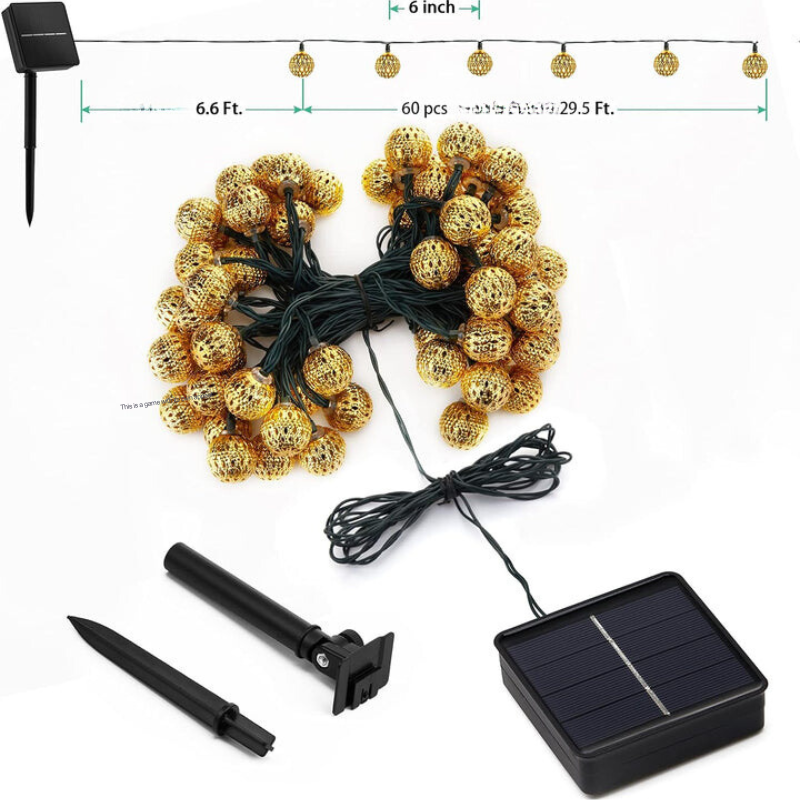 Avtoit | Moroccan waterproof solar fairy lights, l 12 meters, 100 LED bulbs, l 8