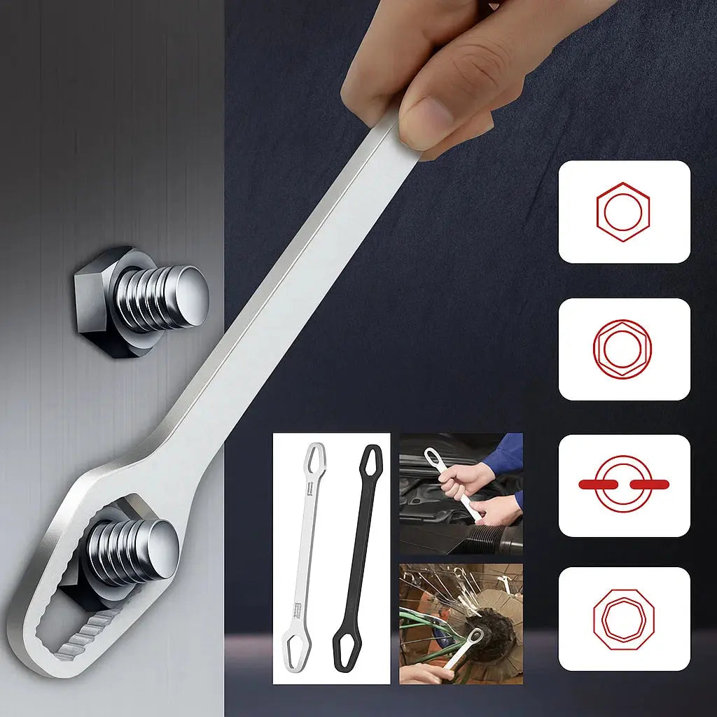 Avtoit | Adjustable Wrench with Double-Sided Self-Tightening Handle, Chrome Steel
