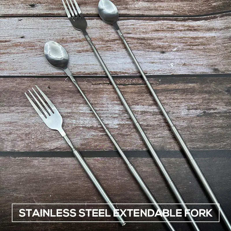 Avtoit | Adjustable Stainless Steel Cutlery Set with Extendable Fork and Spoon