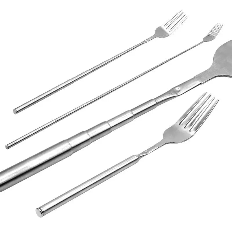 Avtoit | Adjustable Stainless Steel Cutlery Set with Extendable Fork and Spoon