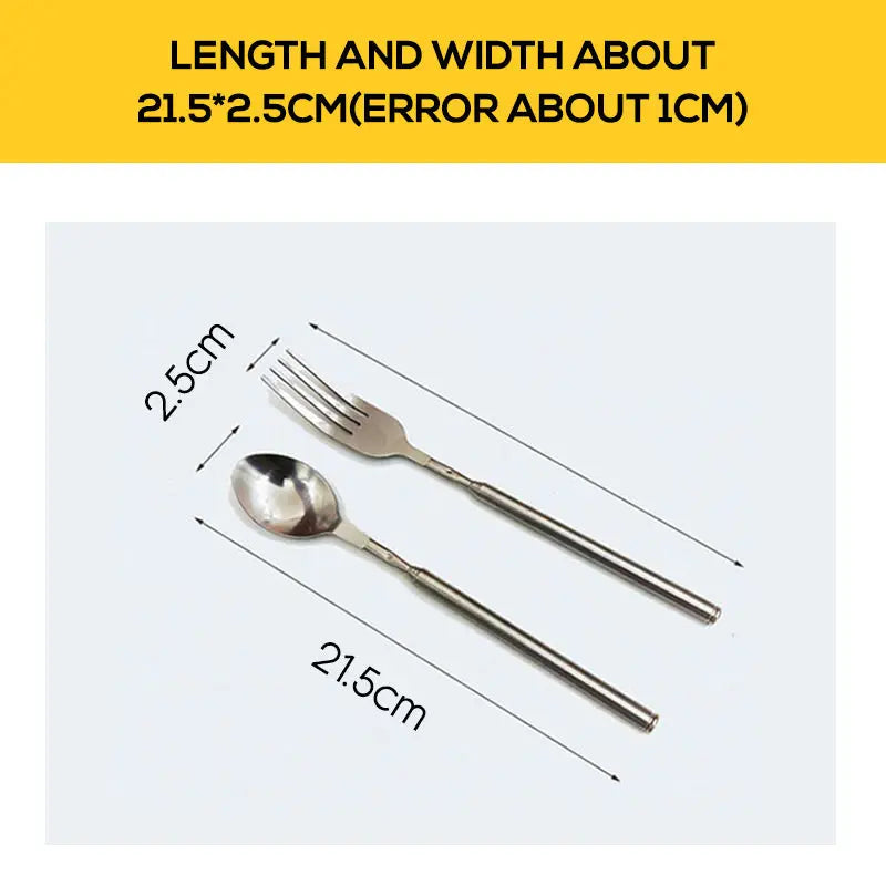 Avtoit | Adjustable Stainless Steel Cutlery Set with Extendable Fork and Spoon