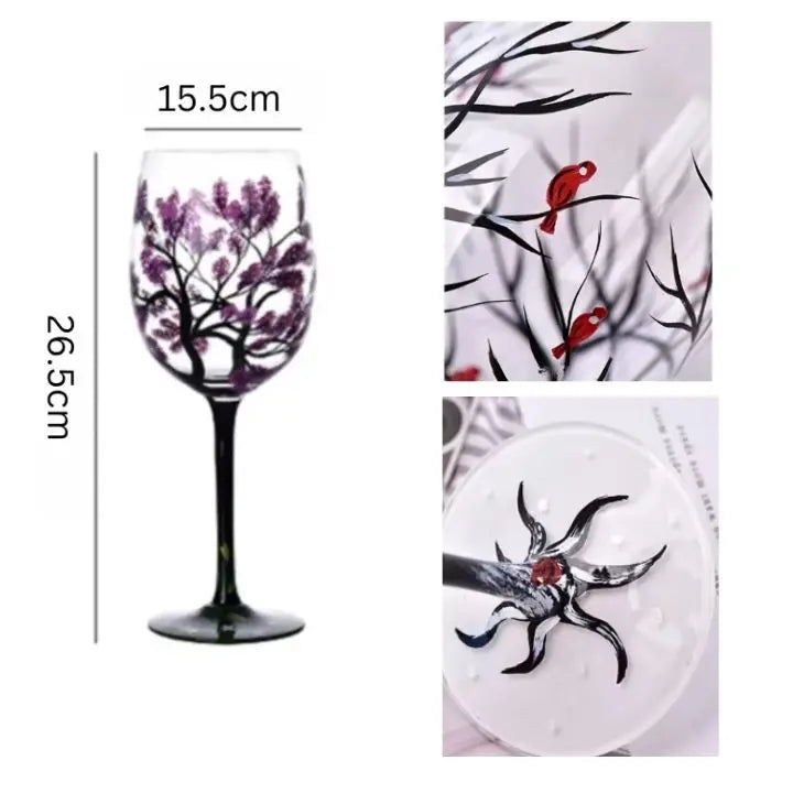 Avtoit | Four Seasons Tree - Wine Glass | Hand-painted Artistic Glasses
