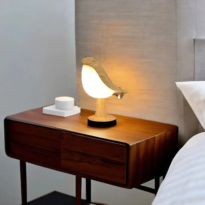 Avtoit | Bird Table Lamp made of Wood - dimmable, with Touch & Aroma Diffuser
