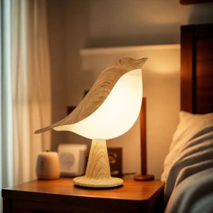 Avtoit | Bird Table Lamp made of Wood - dimmable, with Touch & Aroma Diffuser