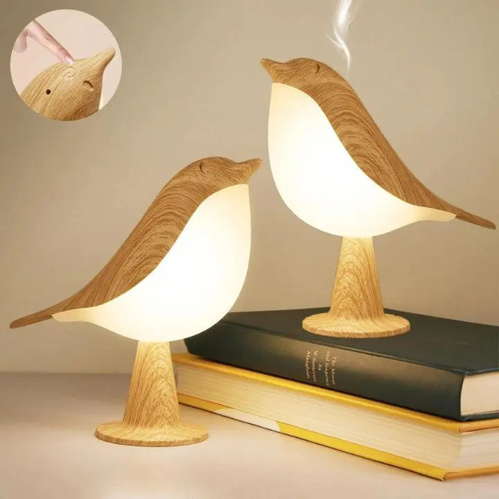 Avtoit | Bird Table Lamp made of Wood - dimmable, with Touch & Aroma Diffuser