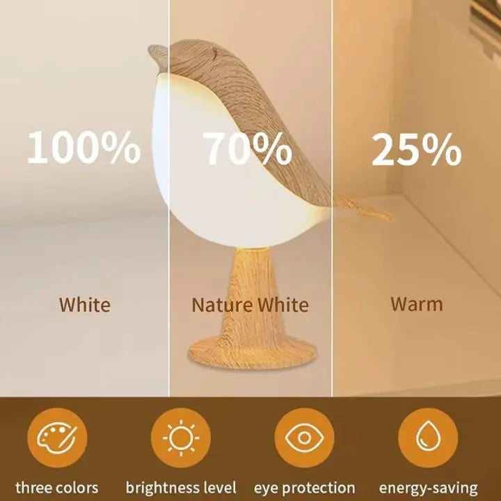 Avtoit | Bird Table Lamp made of Wood - dimmable, with Touch & Aroma Diffuser