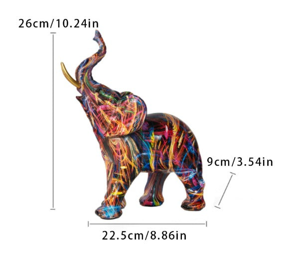 Avtoit | Abstract Elephant Statue – Colourful African Design with Raised Trunk for Good Luck