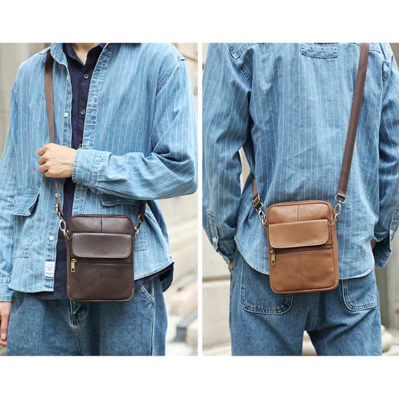 Avtoit | Men’s Small Genuine Leather Shoulder Bag – Compact Crossbody with Adjustable Strap