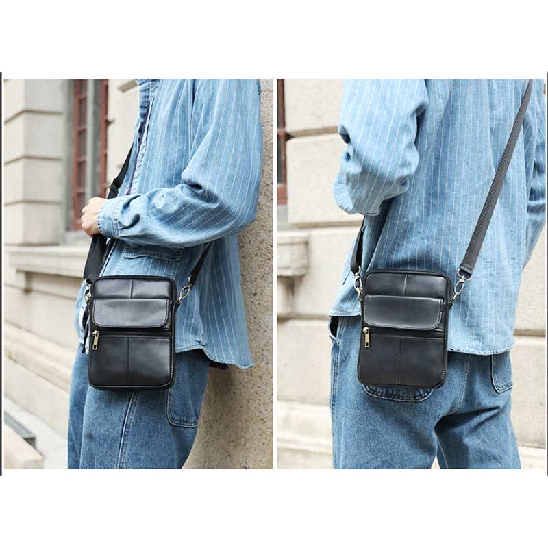 Avtoit | Men’s Small Genuine Leather Shoulder Bag – Compact Crossbody with Adjustable Strap