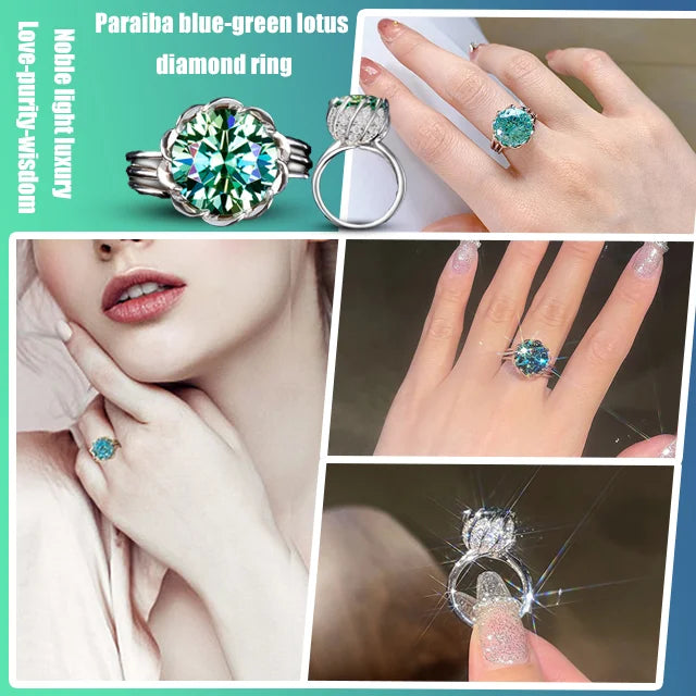 Avtoit | 6 Carat Paraiba Blue-green Lotus Diamond Ring