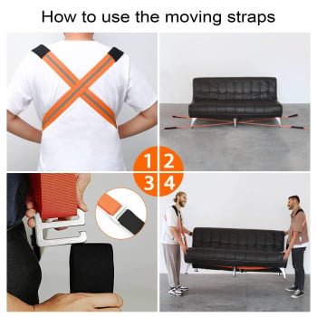 Adjustable Moving Straps with 2.7 m Auxiliary Belts and Metal Buckles