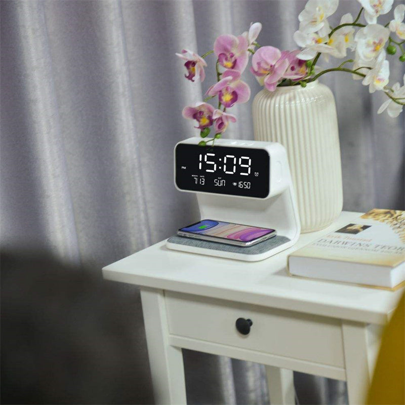 Avtoit | 3-in-1 Bedside Lamp with Wireless Charger – LCD Alarm Clock & Touch Dimmable LED Table Lamp