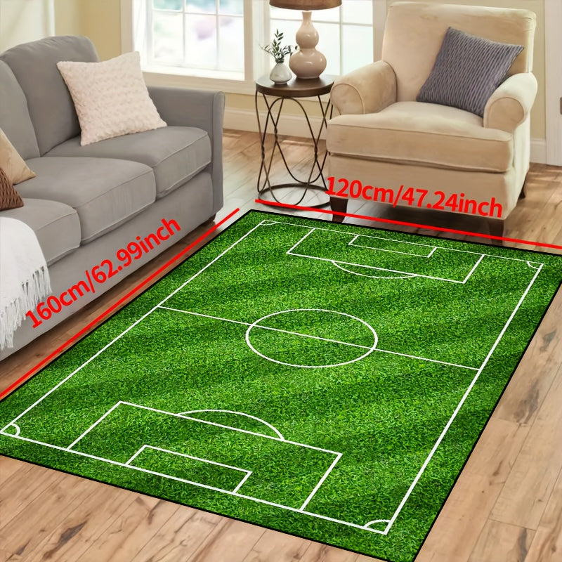 Avtoit | Football Field Pattern Carpet - non-slip washable lounge mats for living room, bedroom, garden or gaming room