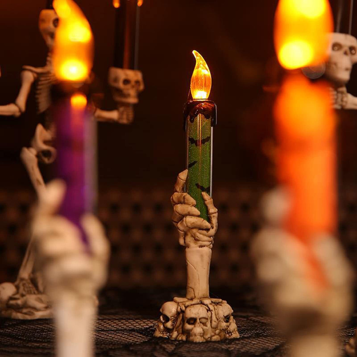 Avtoit | Halloween Ghost Hand Electronic Skeleton Candle Halloween Party Bar Props Decoration Glitter Lamp