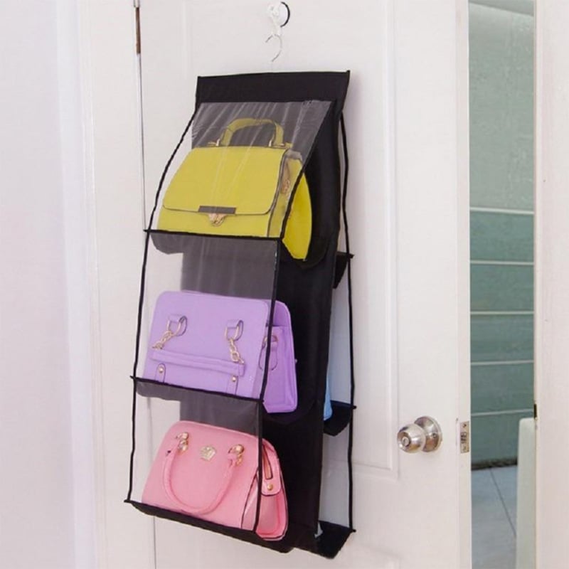 Double-Sided Hanging Handbag Organizer with Six Layers