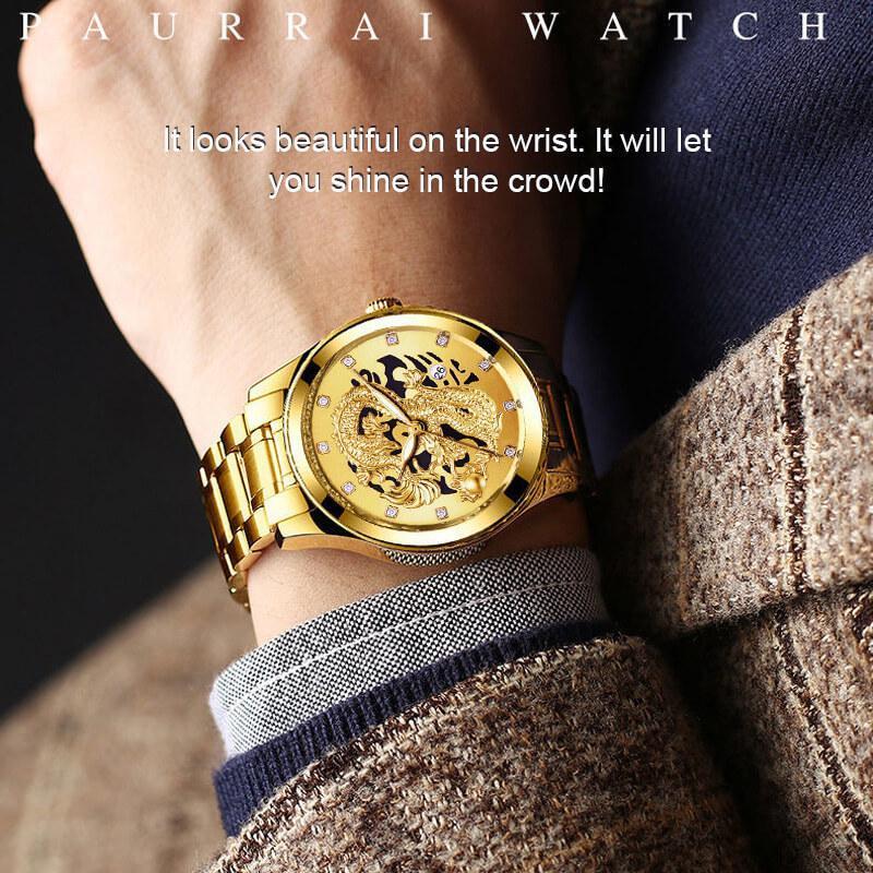 Avtoit | Embossed Golden Dragon Watch