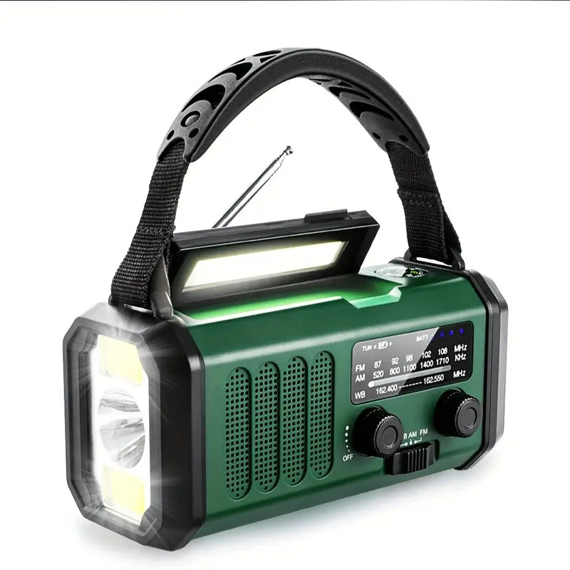 Avtoit | Solar emergency radio with power bank – crank radio with LED flashlight for camping & outdoor