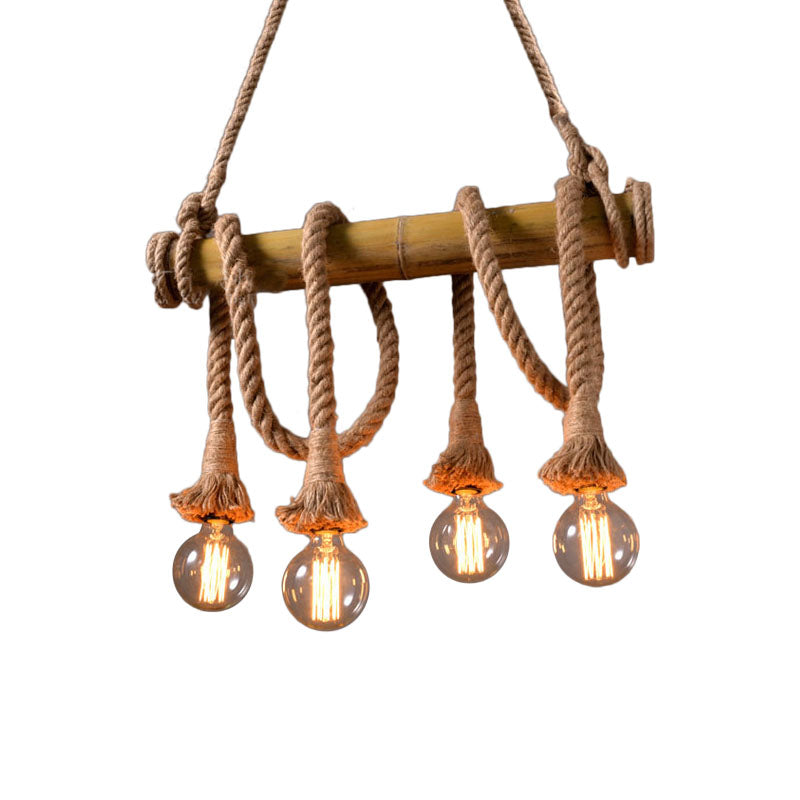 Avtoit | Adjustable Bamboo Pendant Lamp with Industrial Rope Design - EcoChic