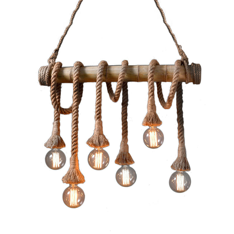 Avtoit | Adjustable Bamboo Pendant Lamp with Industrial Rope Design - EcoChic
