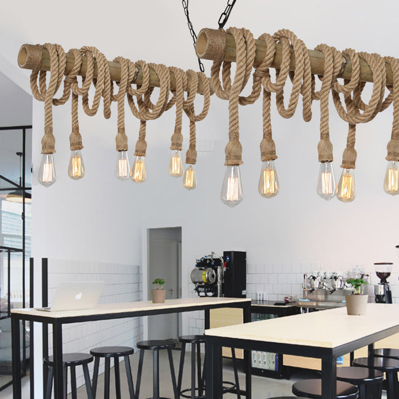 Avtoit | Adjustable Bamboo Pendant Lamp with Industrial Rope Design - EcoChic