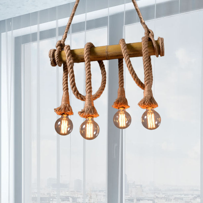 Avtoit | Adjustable Bamboo Pendant Lamp with Industrial Rope Design - EcoChic